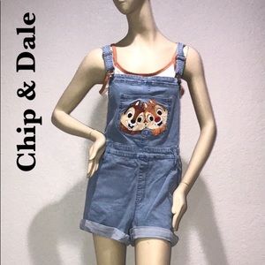 Chip & Dale Denim short Overalls 2X- Disney